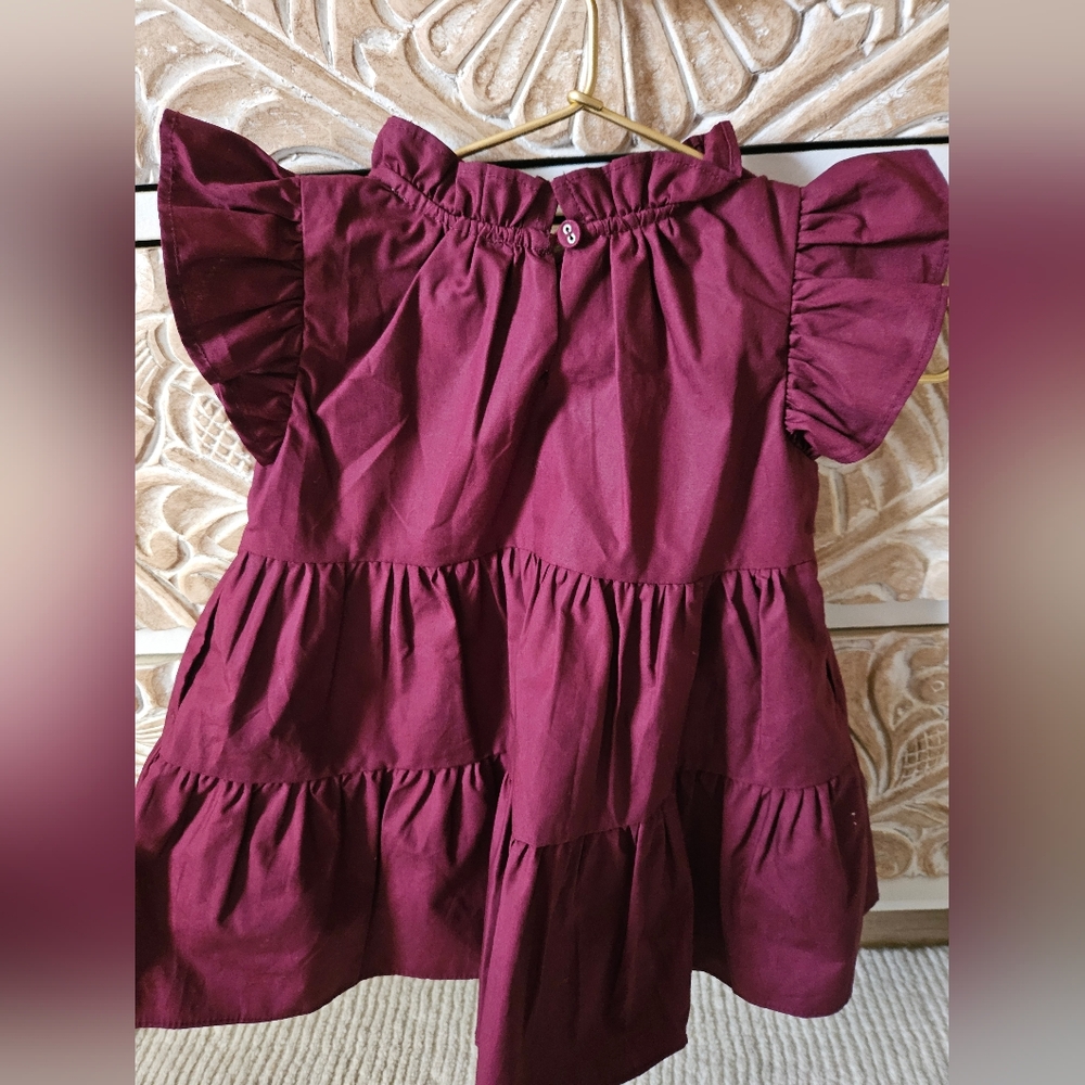 A Loves A Girls Burgundy Ruffle Dress 2T - Picture 3 of 3